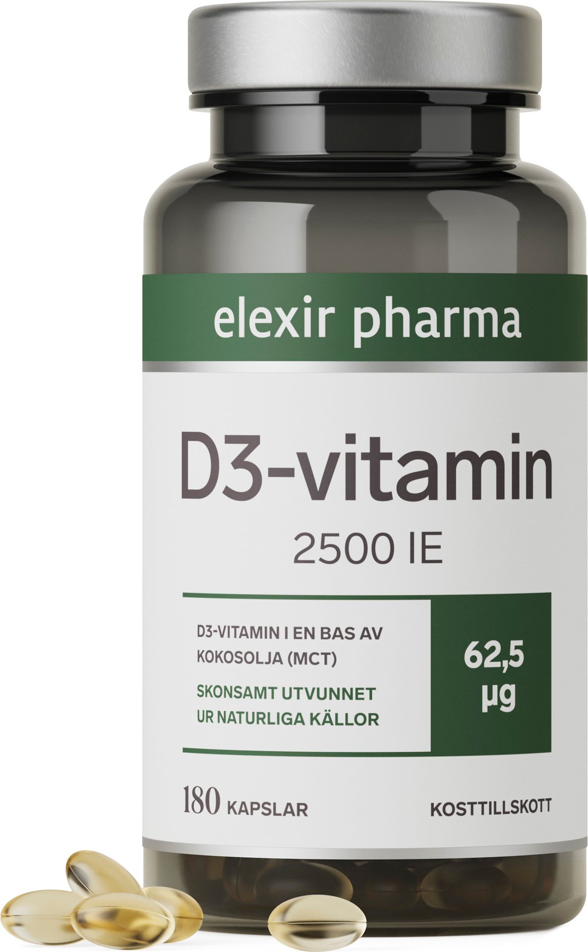 Elexir Pharma D3-vitamin 180 kapslar