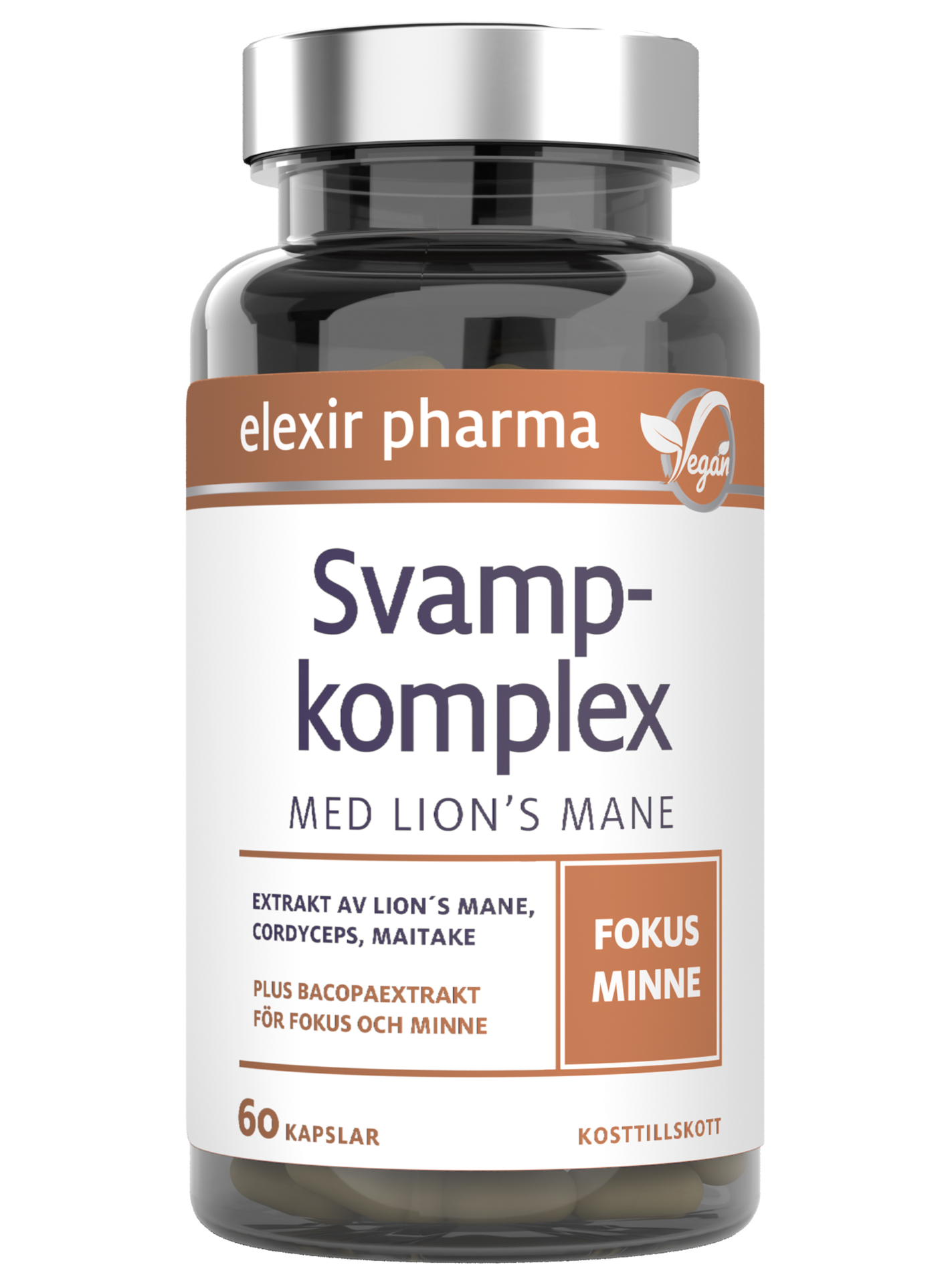 Elexir Pharma Svampkomplex med Lion´s Mane 60 kapslar