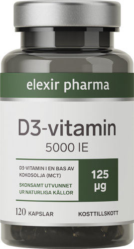 Elexir Pharma D3-Vitamin 5000IE 120 kapslar