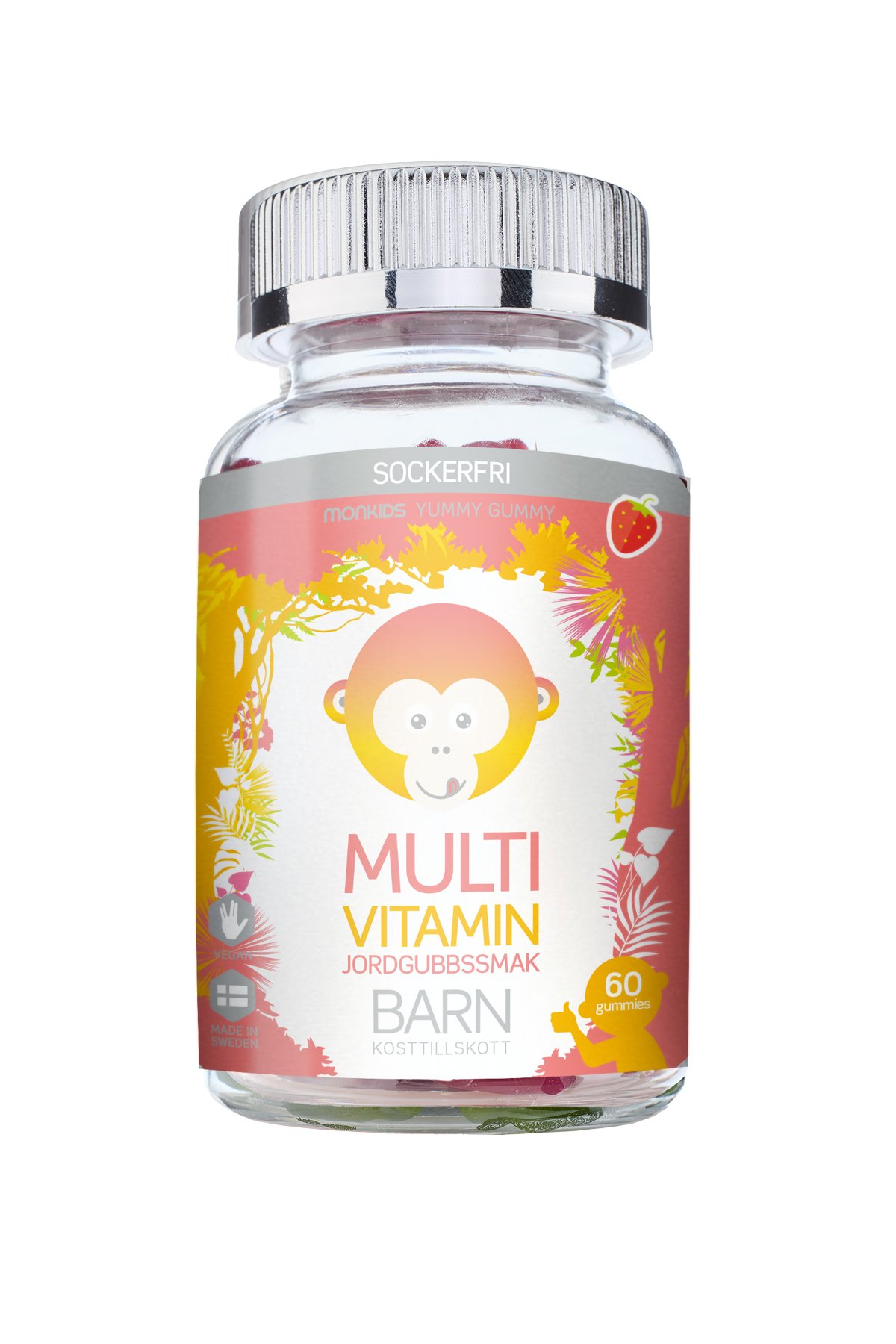 Monkids Multivitamin Sockerfri Barn Jordgubb 60 tuggtabletter
