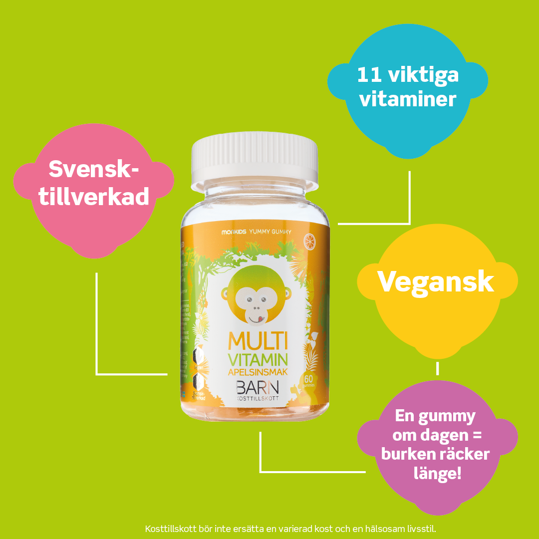 Monkids Multivitamin Barn Apelsin 60 tuggtabletter