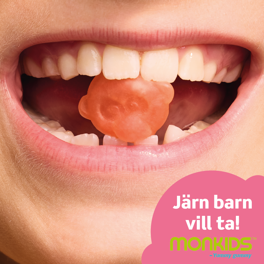 Monkids Järn Barn Persika 30 tuggtabletter