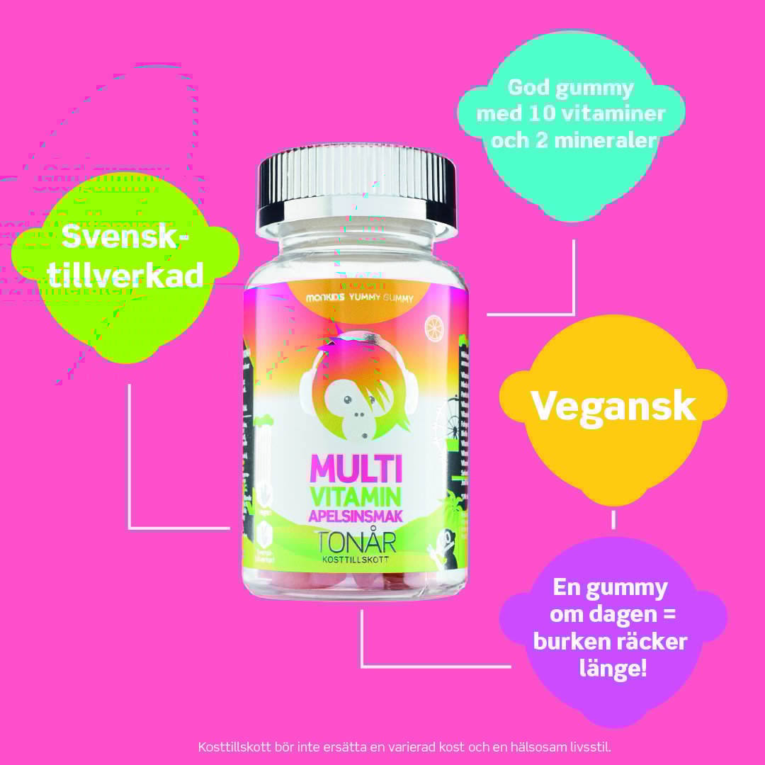 Monkids Multivitamin Tonår Apelsin 60 tuggtabletter