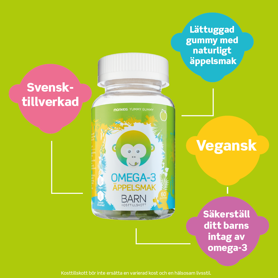 Monkids Omega-3 Barn Äpple 60 tuggisar