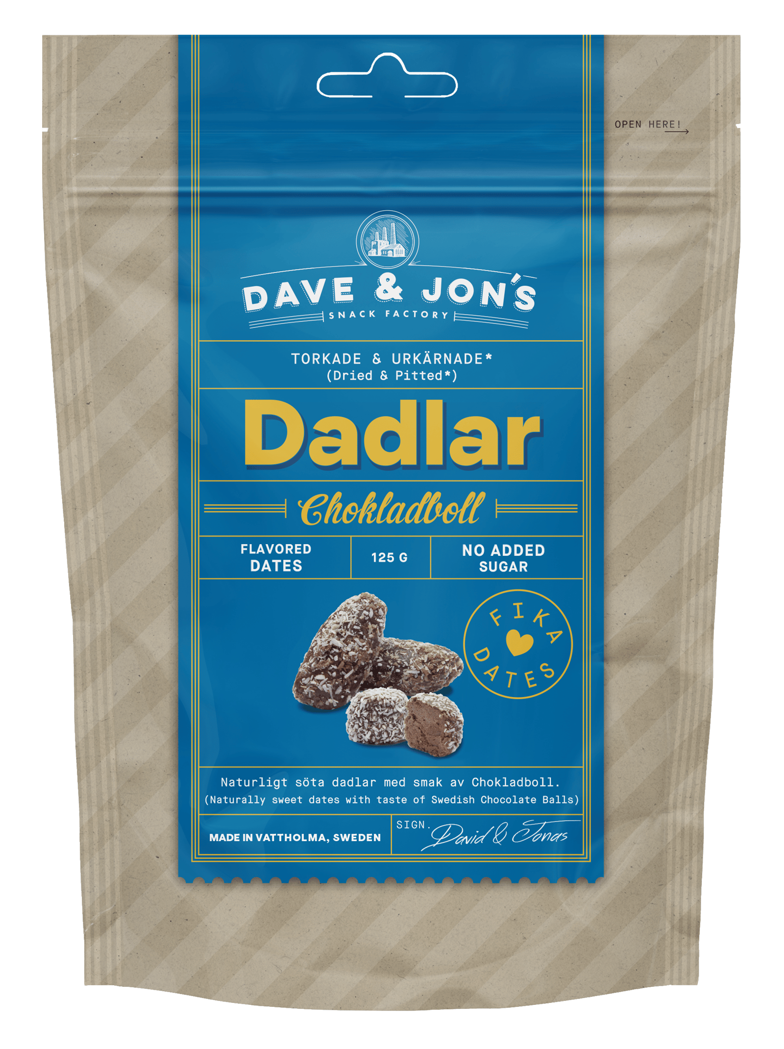Dave & Jon´s Dadlar Chokladboll 125g