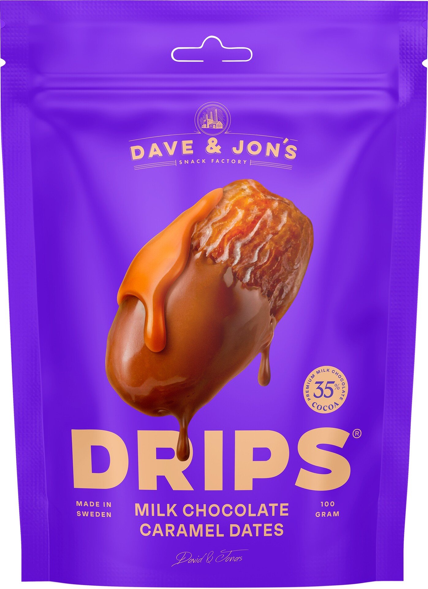 Dave & Jon's DRIPS Milk Chocolate Caramel Dates 100 g