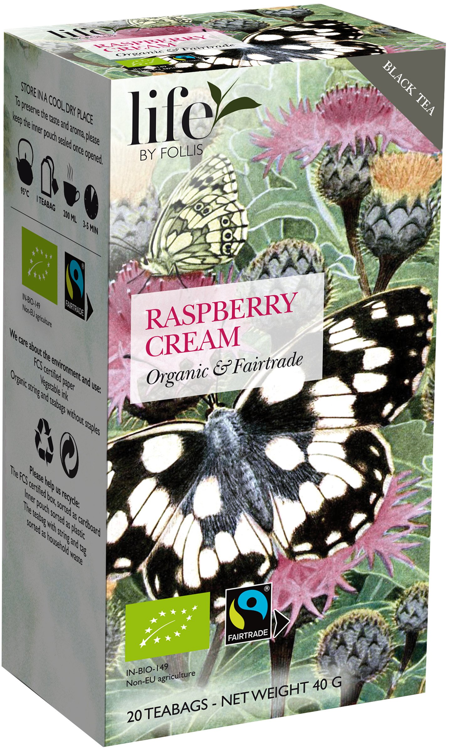 life BY FOLLIS Organic Tea Hallon & Grädde 20 tepåsar