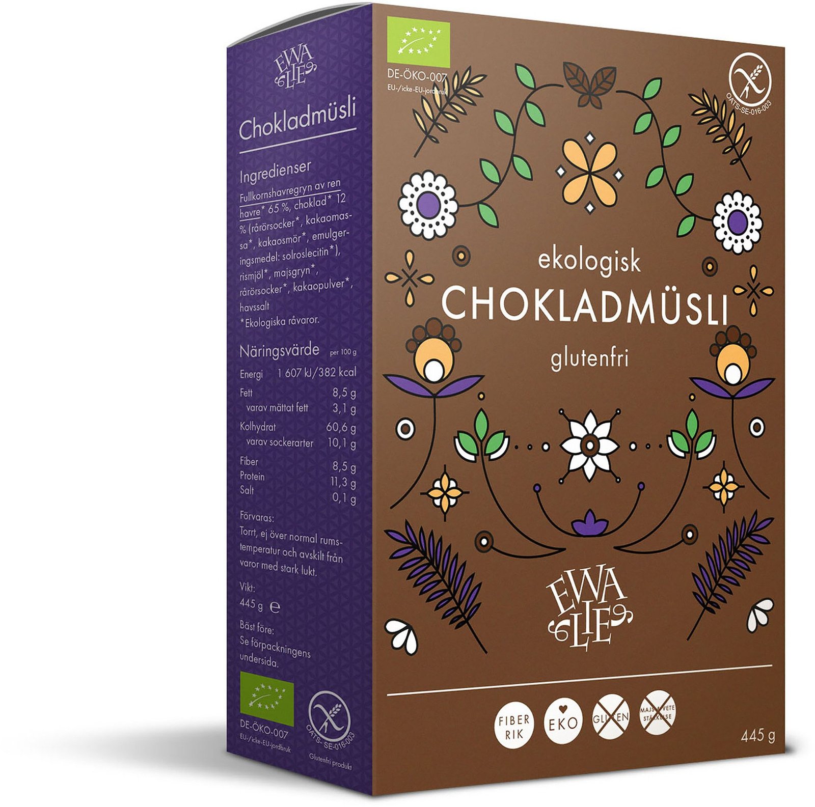 Ewalie Ekologisk och Glutenfri Chokladmüsli 445 g