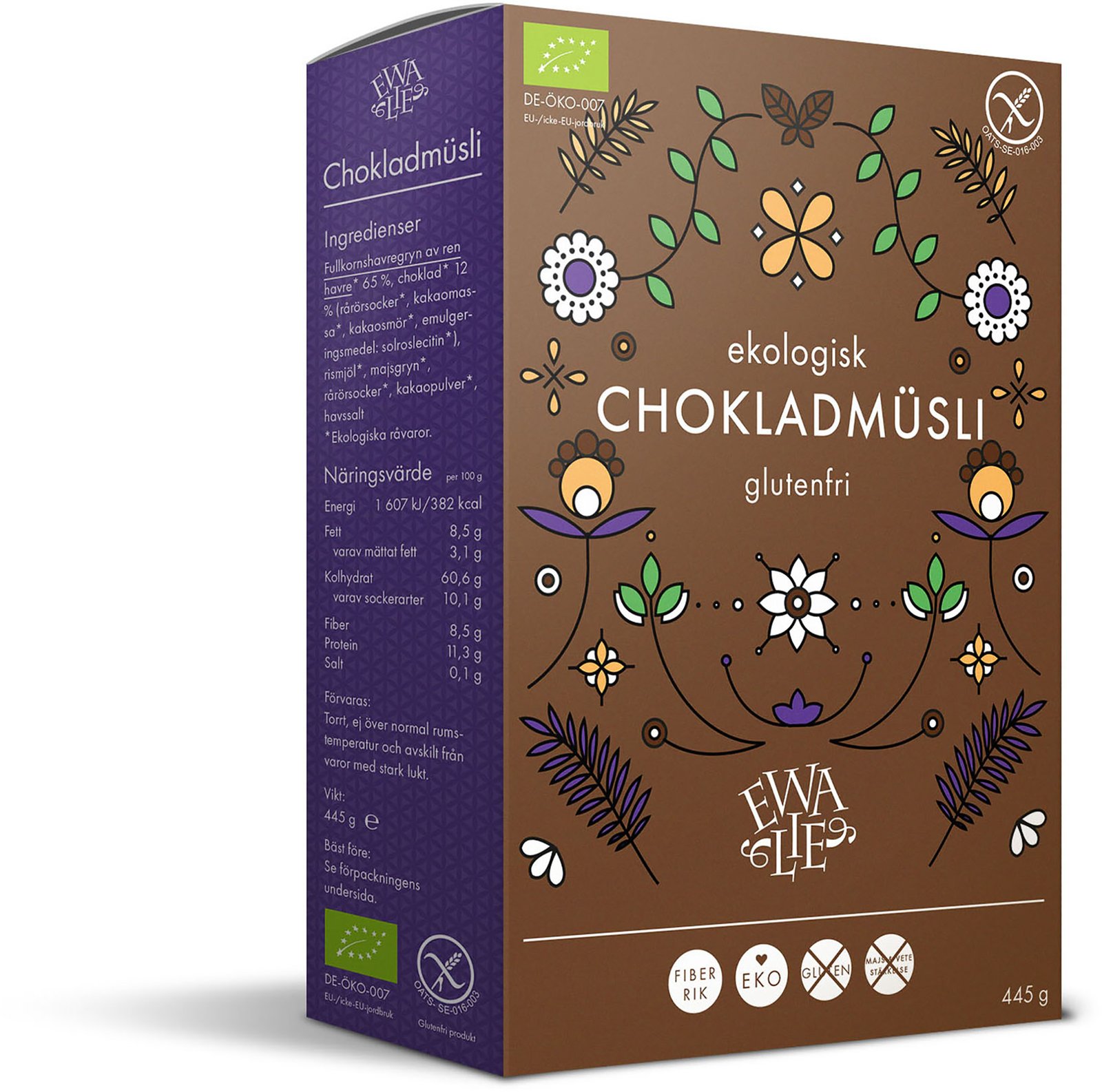 Ewalie Ekologisk och Glutenfri Chokladmüsli 445 g