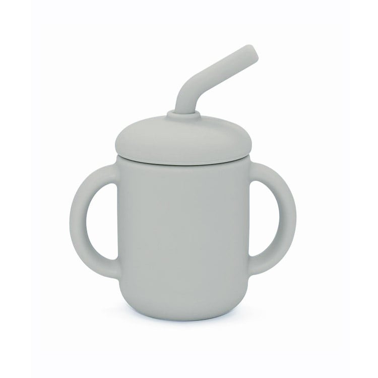 Silikonmugg med sugrör grå