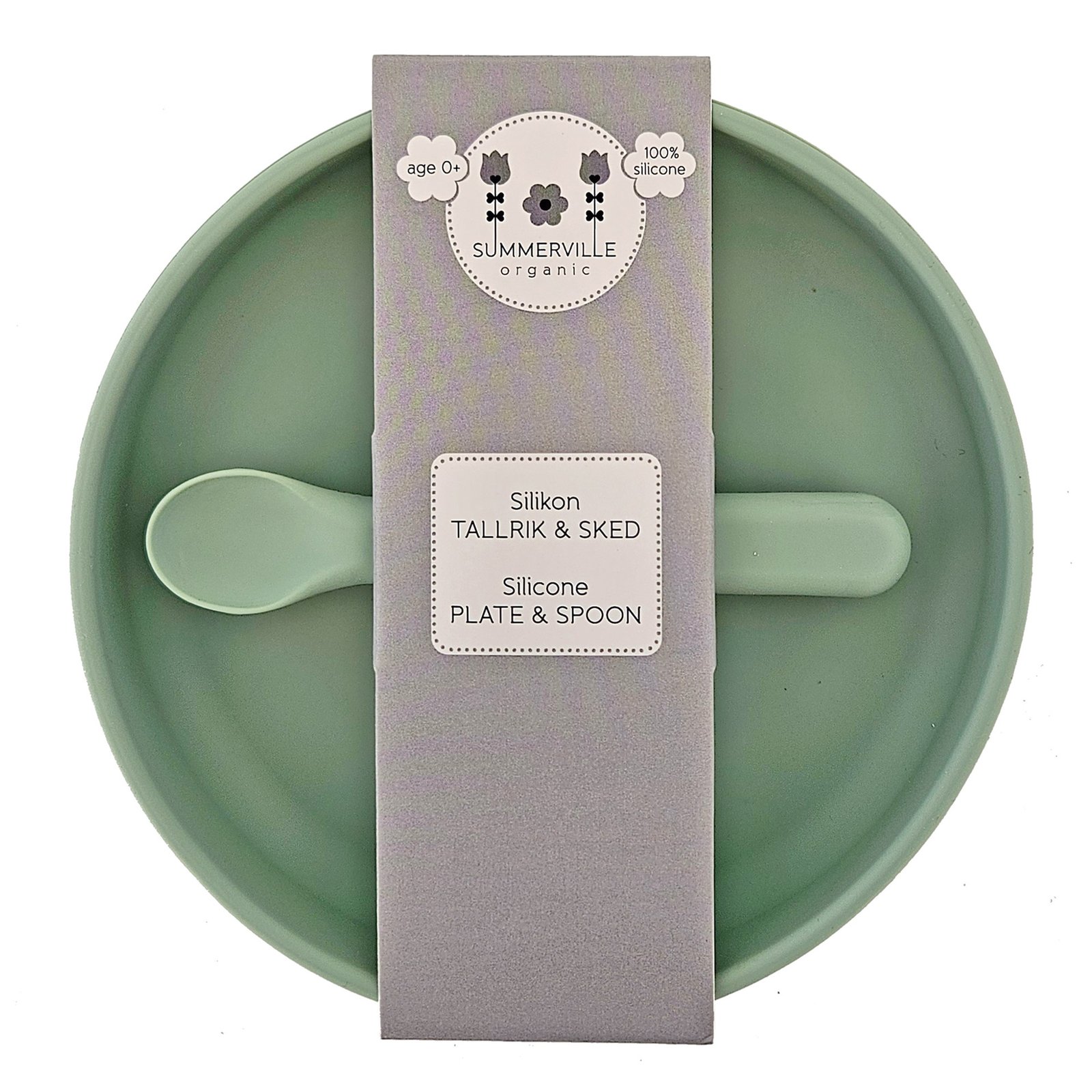 Summerville Tallrik och Sked Silikon Cameo Green