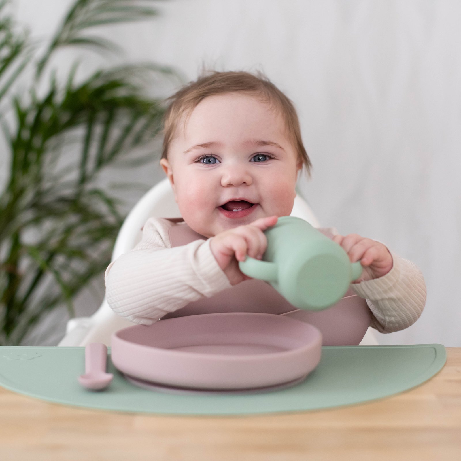 Summerville Tallrik och Sked Silikon Pale Mauve