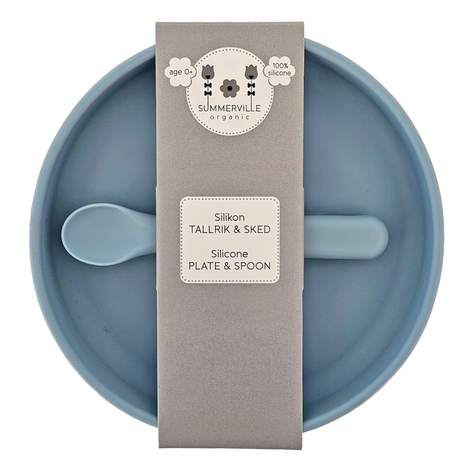 Summerville Tallrik Och Sked Silikon Stone Blue