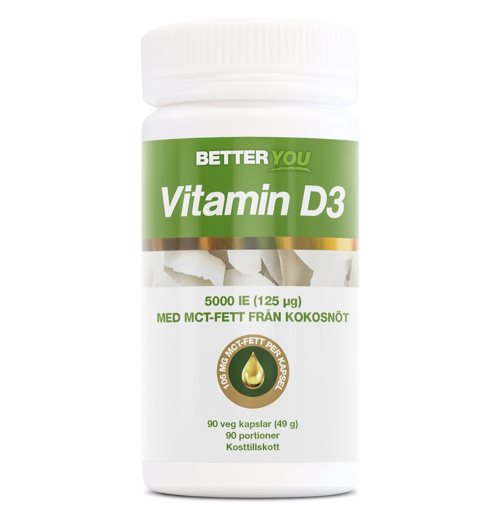 Better You Vitamin D3 5000IE + MCT Fett 90 kapslar