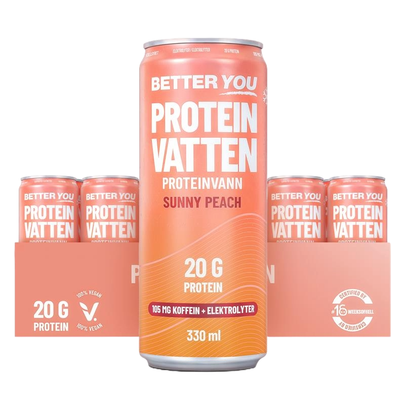 Better You Proteinvatten 330 ml Sunny Peach Koffein+Elektro 24 st