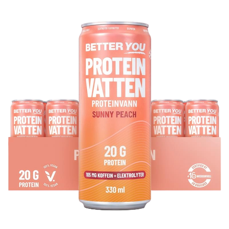 Better You Proteinvatten 330 ml Sunny Peach Koffein+Elektro 24 st