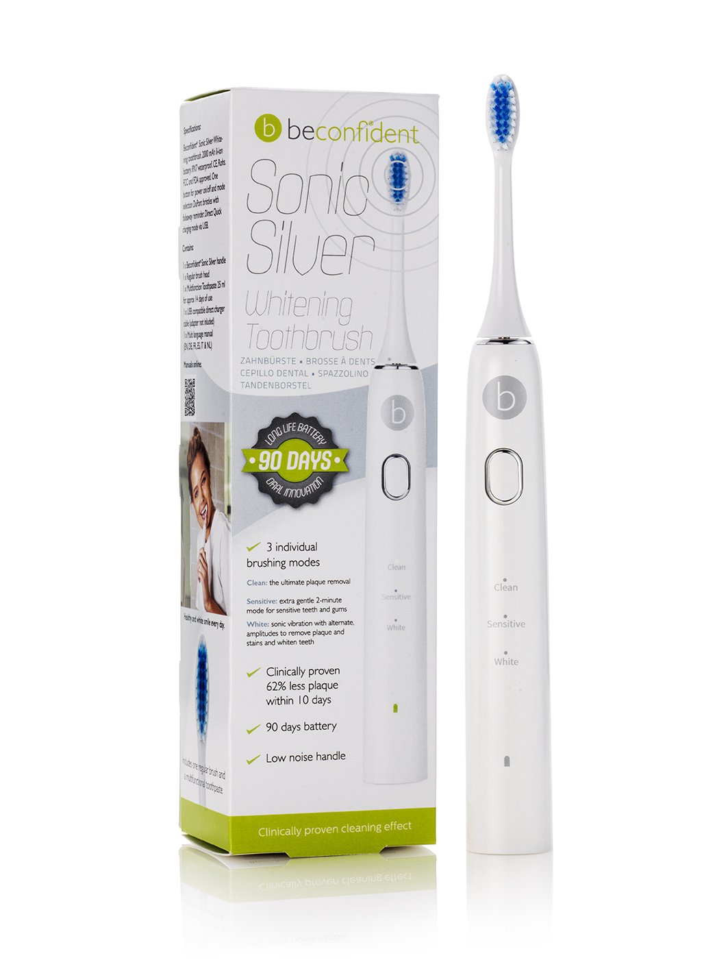 Beconfident Sonic Silver Toothbrush White/Silver 1 st