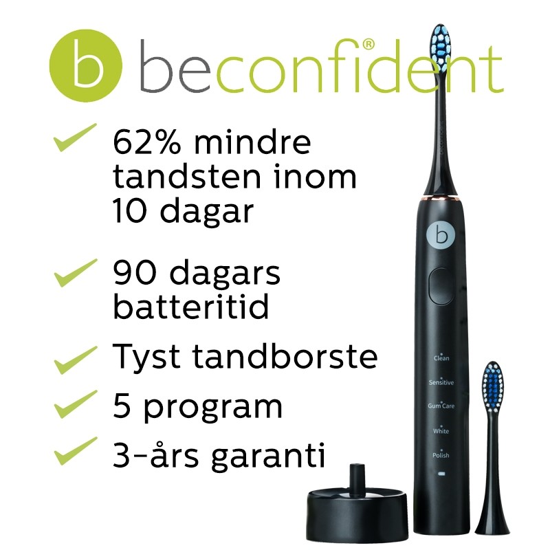Beconfident Sonic Whitening Eltandborste Svart 1 st