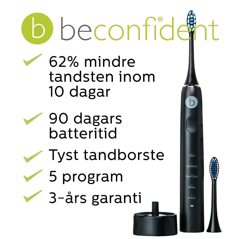 Beconfident Sonic Whitening Eltandborste Svart 1 st