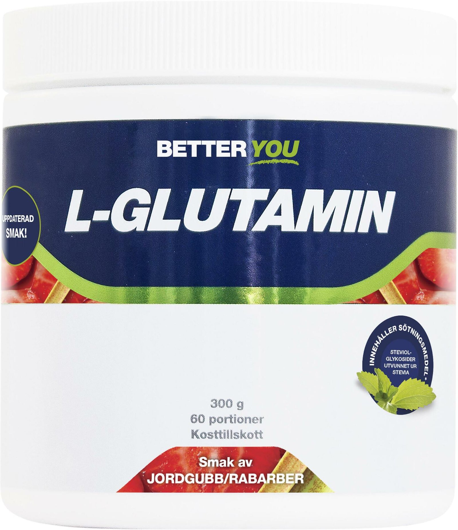 Better You Naturligt L-Glutamin 300 g - Jordgubb/Rabarber