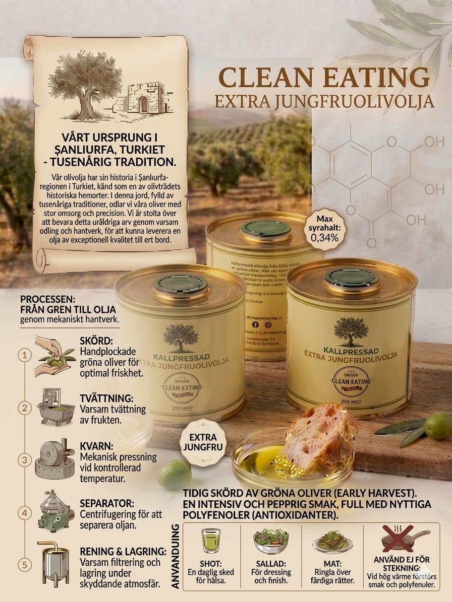 Clean Eating Kallpressad Jungfruolivolja 250 ml