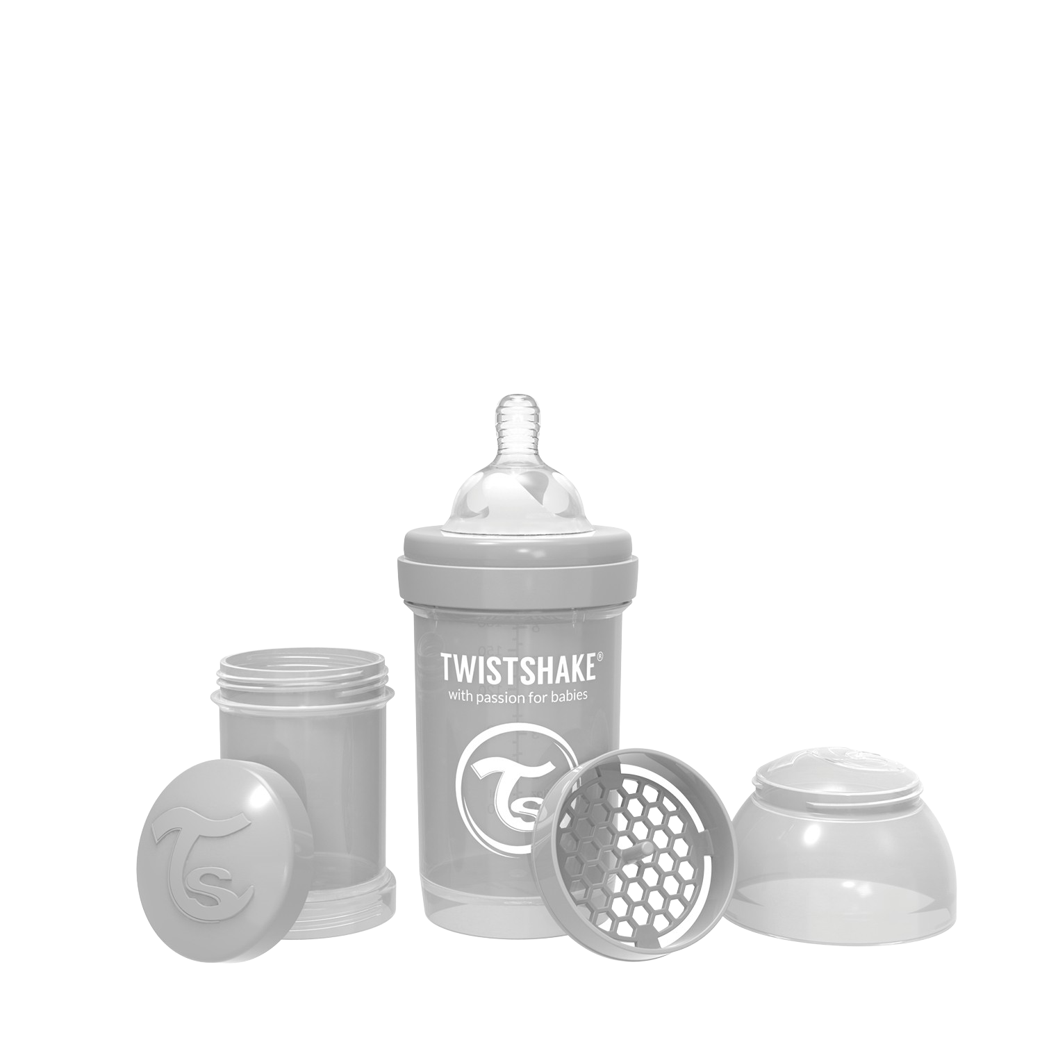 Twistshake Nappflaska Anti-kolik 180 ml Grå