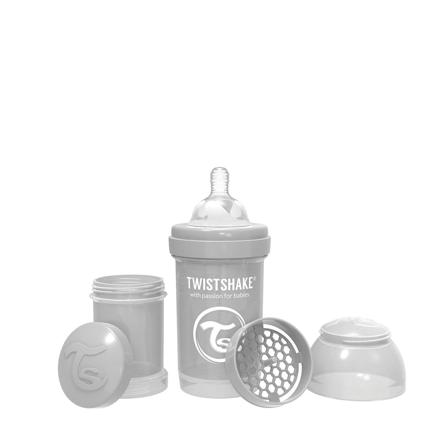 Twistshake Nappflaska Anti-kolik 180 ml Grå