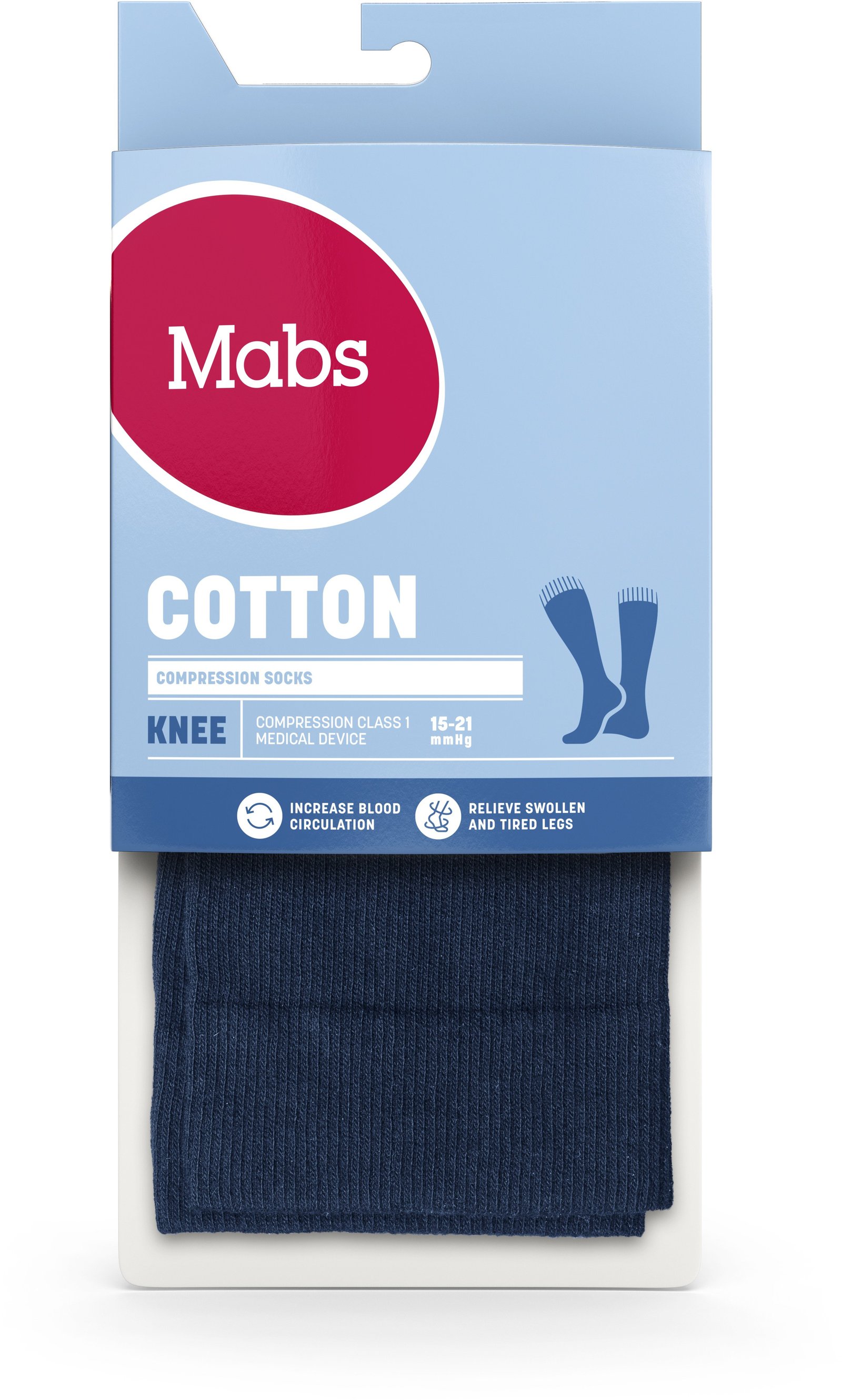 Mabs Cotton Knee Stödstrumpor Navy S