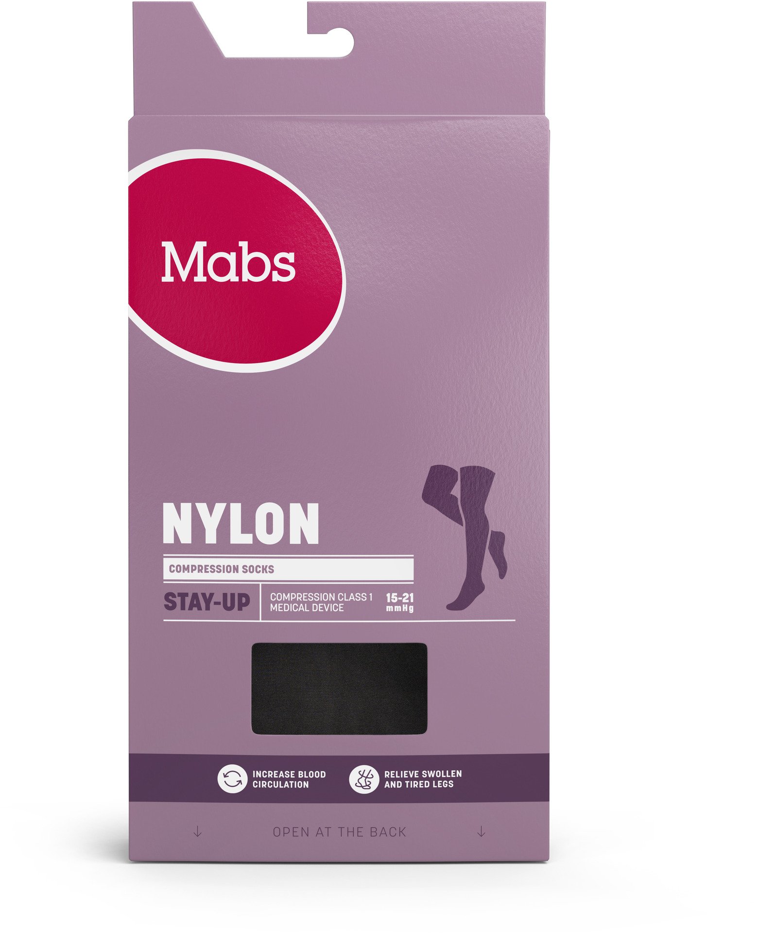 Mabs Nylon Stay Up Stödstrumpor Black L