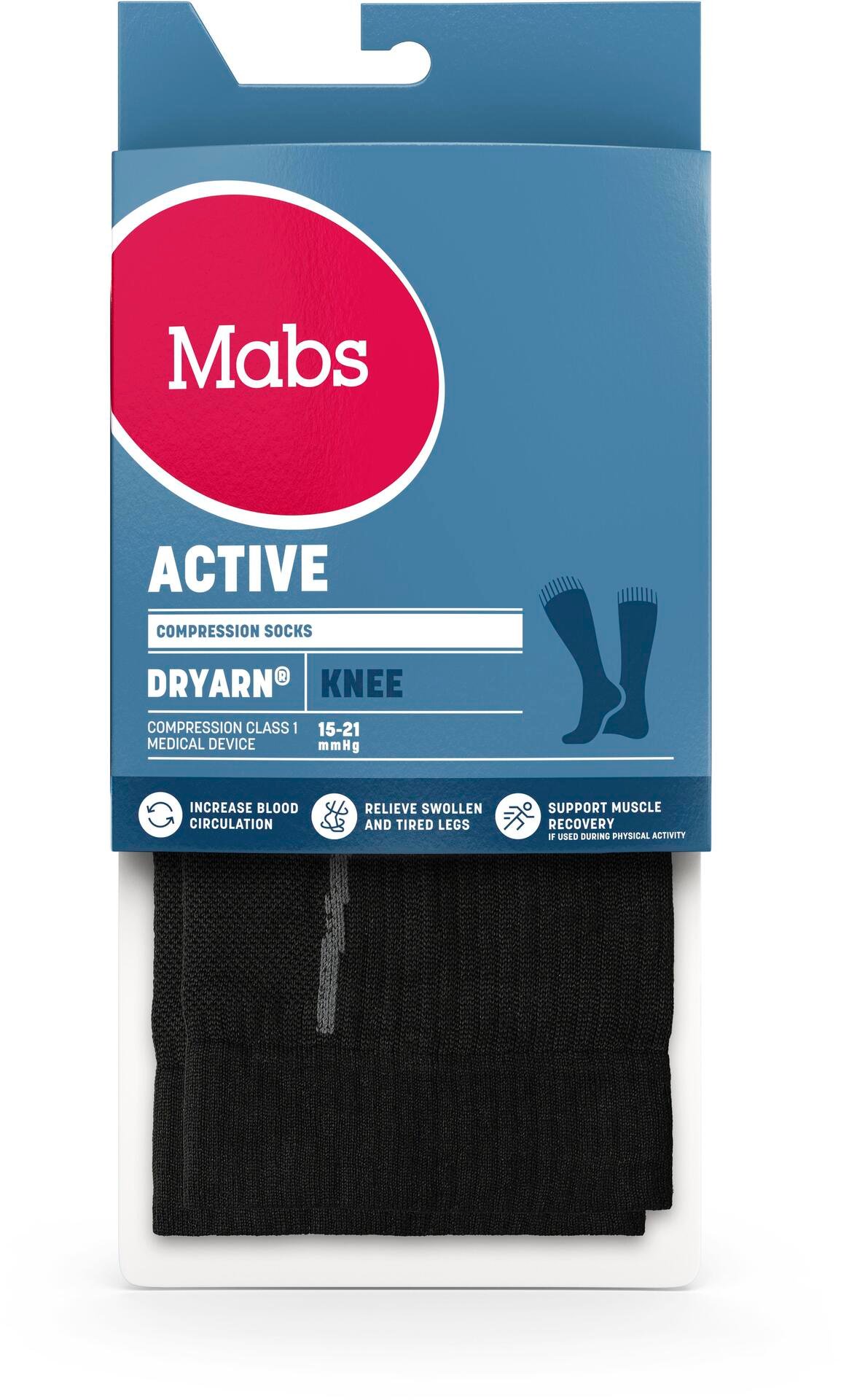 Mabs Comp Active Dryarn Knee Strödstrumpor Black S