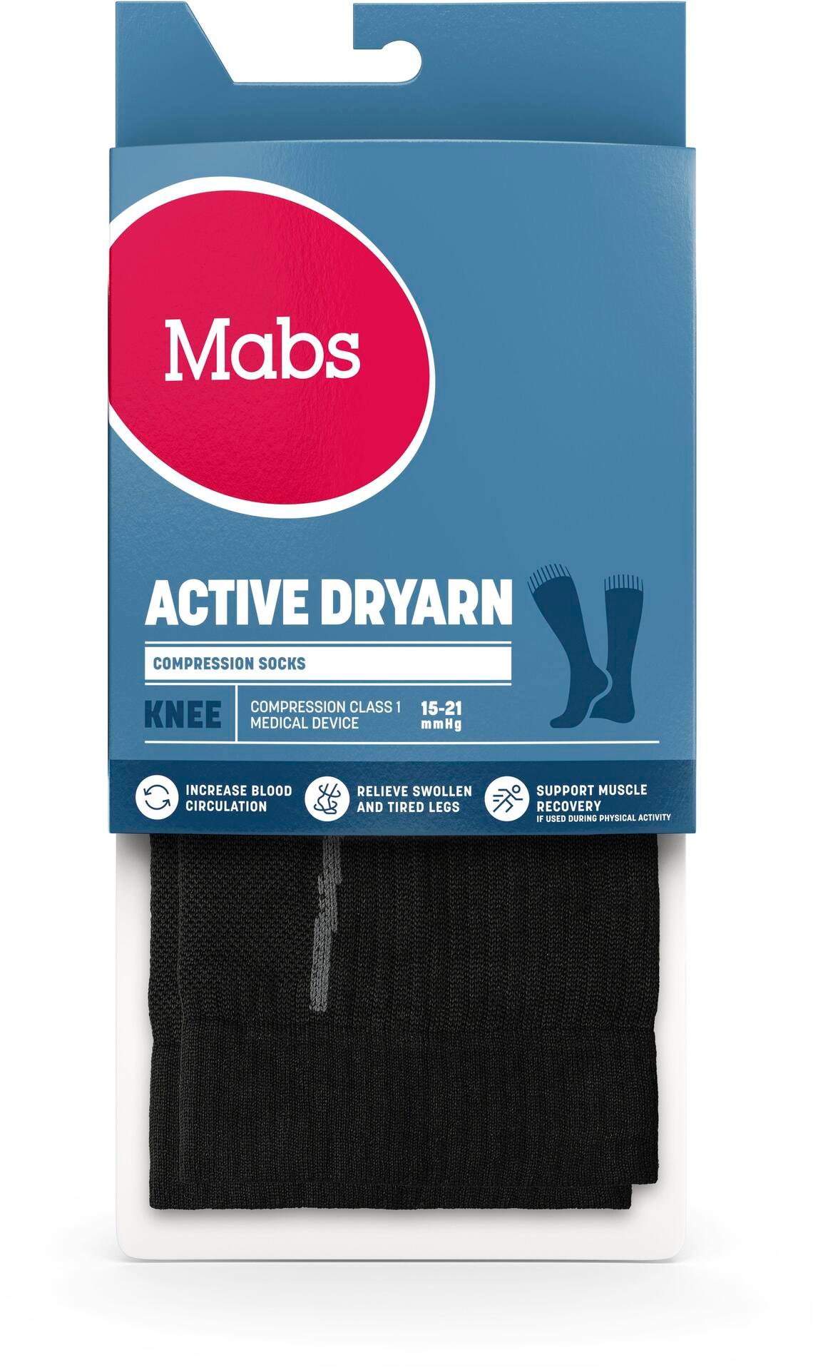Mabs Comp Active Dryarn Knee Stödstrumpor Black M