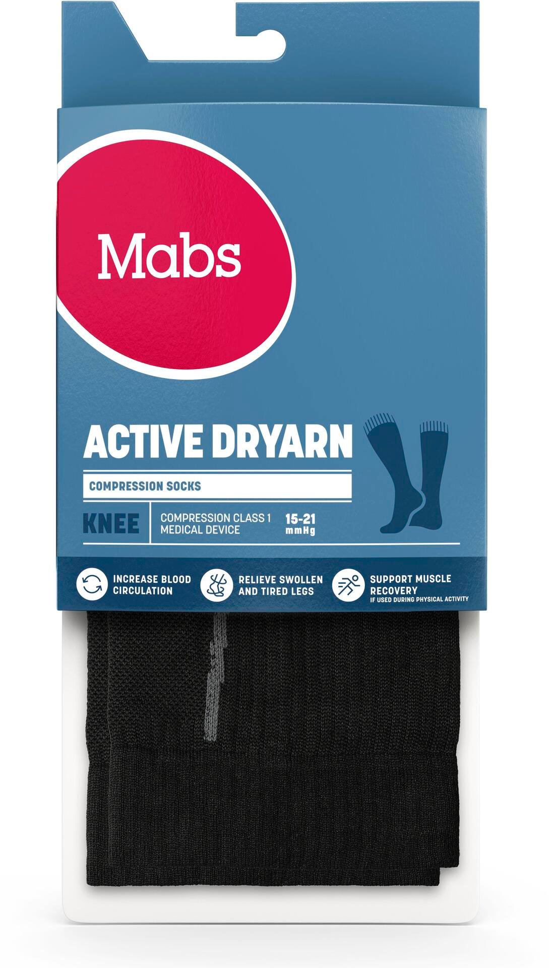 Mabs Comp Active Dryarn Knee Stödstrumpor Black L