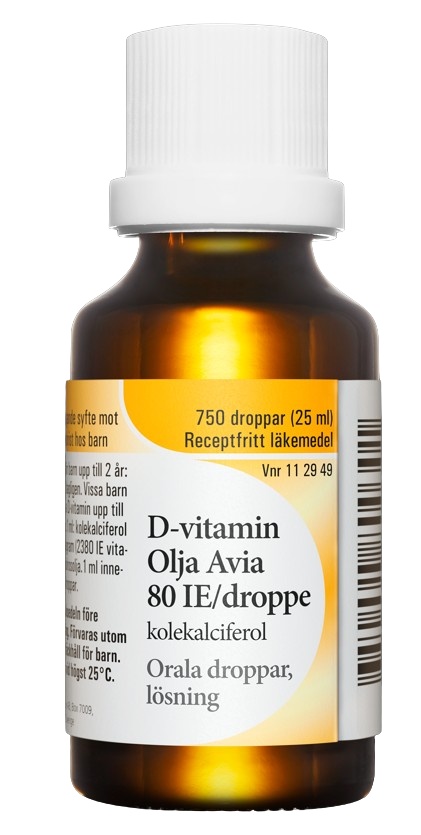 Avia D-vitamin Olja Orala Droppar 80 Ie/Droppe För Barn Mot D-Vitaminbrist 25 ml