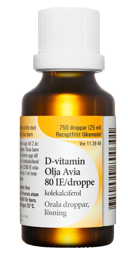 Avia D-vitamin Olja Orala Droppar 80 Ie/Droppe För Barn Mot D-Vitaminbrist 25 ml