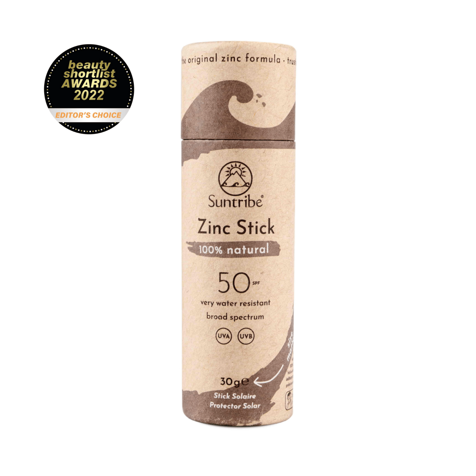 Suntribe Natural Mineral Zinc Sun Stick SPF 50 (30 g), Tinted