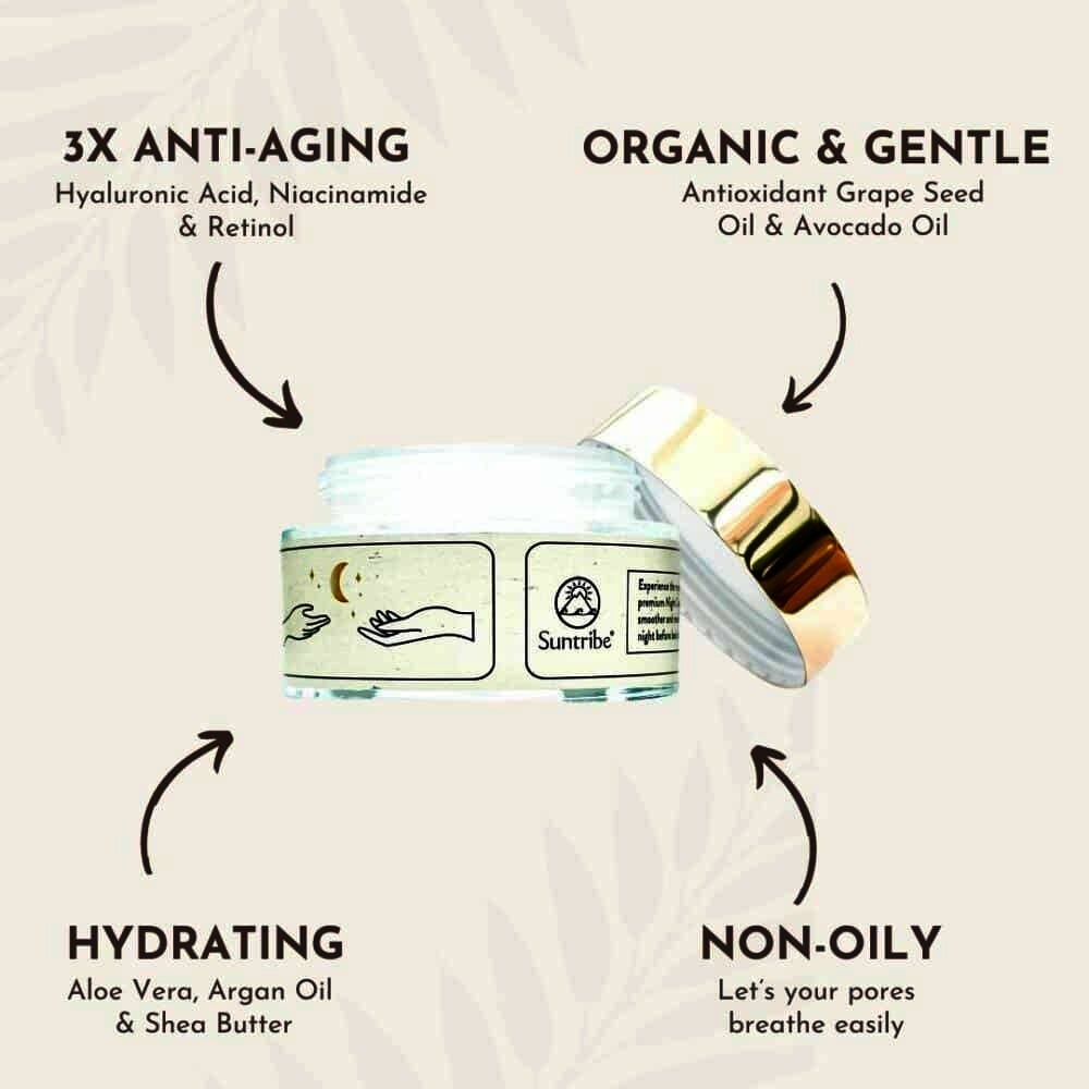 Suntribe Natural Night Cream Hyaluronic Acid, Retinol & Niacinamide 50 ml