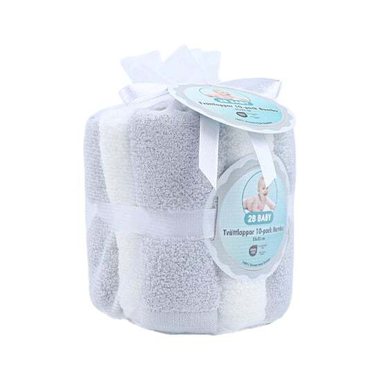 2B Baby Tvättlappar Bambu 10-pack Vit/Grå