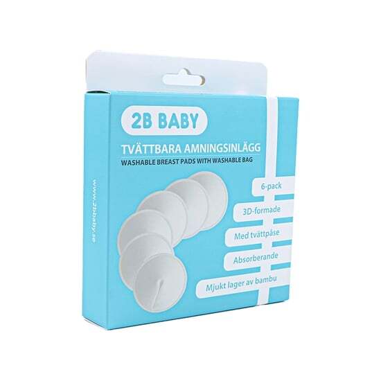 2B Baby Tvättbara Amningsinlägg 6-pack med tvättpåse
