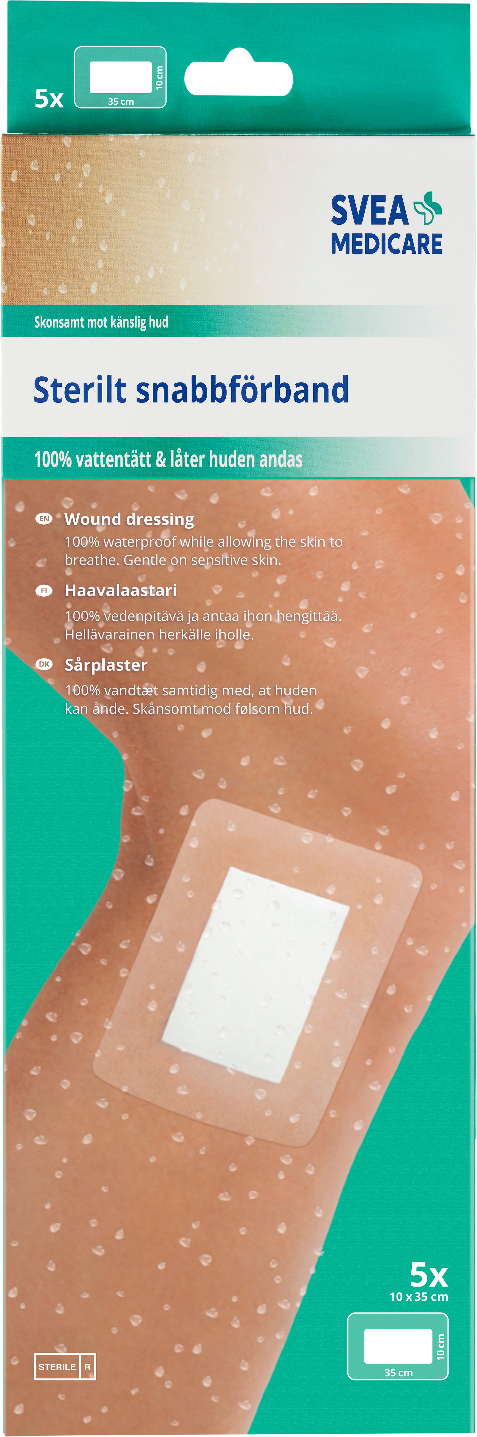 Svea Medicare 100% Vattentätt Sterilt Snabbförband 10 x 35 cm 5 st