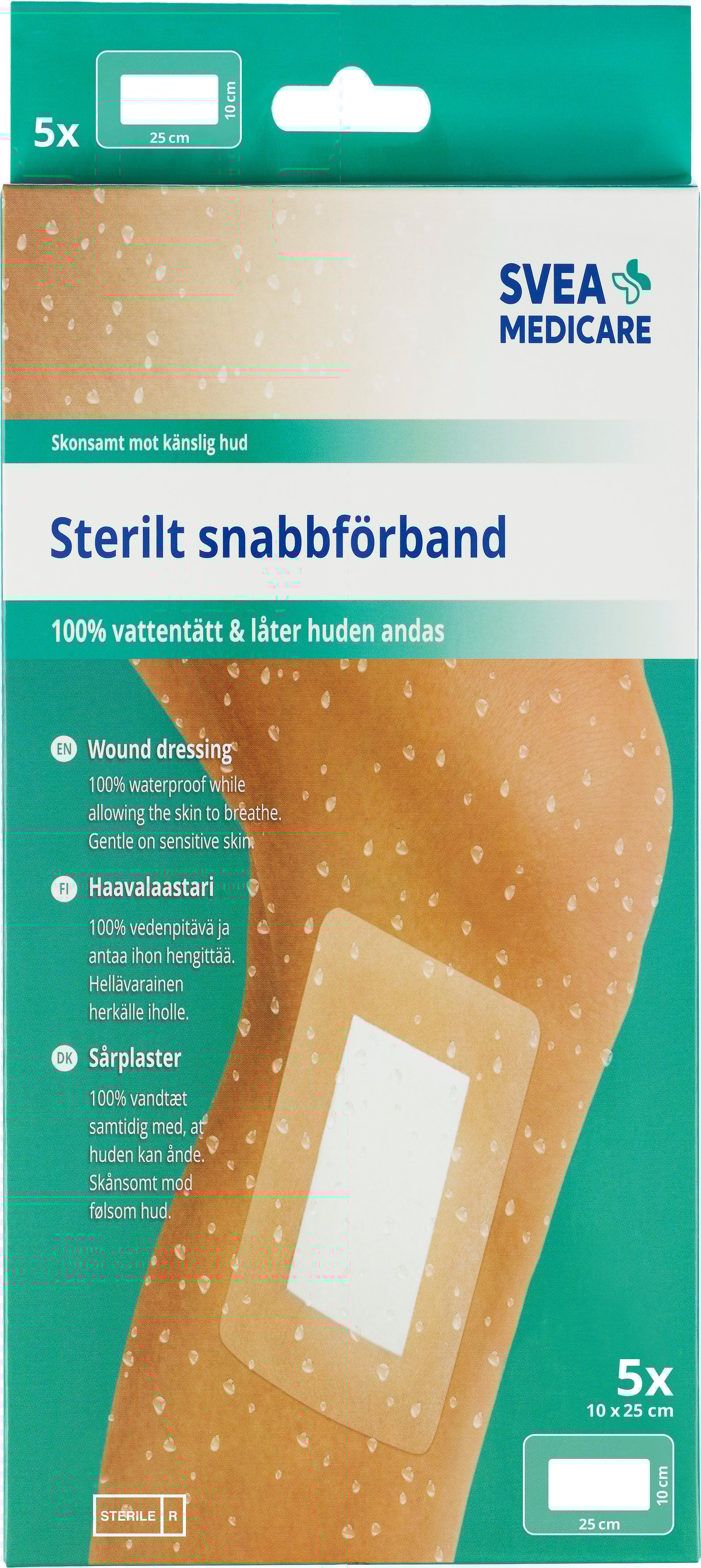 Svea Medicare 100% Vattentätt Sterilt Snabbförband 10 x 25 cm 5 st