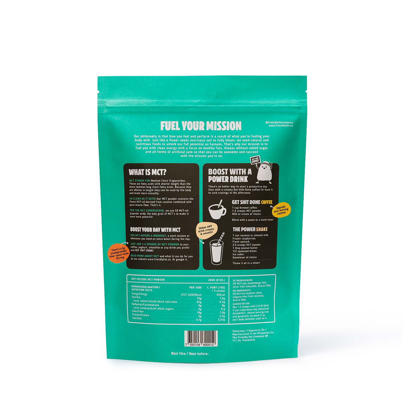 The Friendly Fat Company C8 MCT-pulver Naturell 260 g