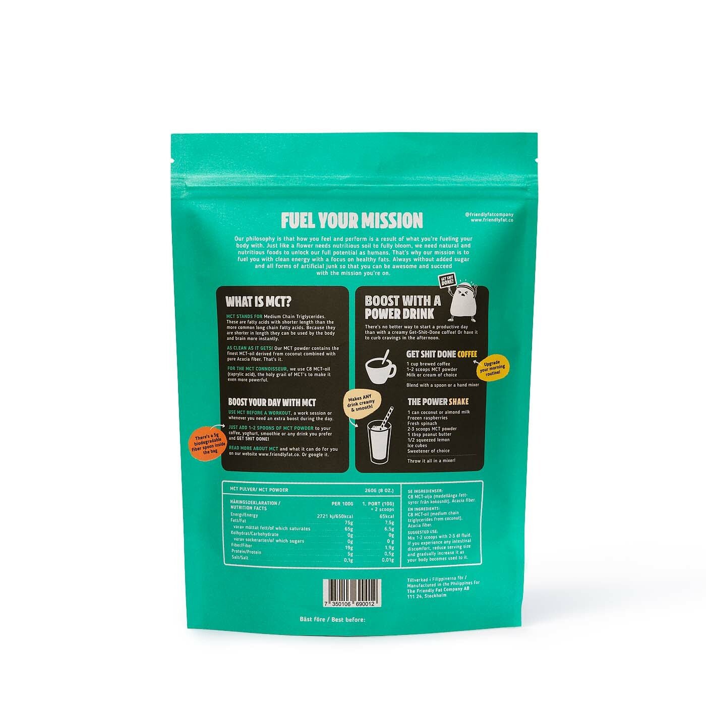 The Friendly Fat Company C8 MCT-pulver Naturell 260 g