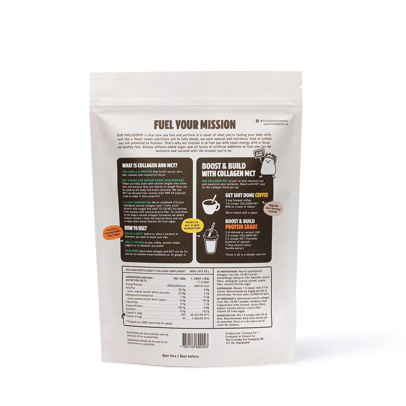 The Friendly Fat Company Kollagen MCT & Vitamin C 300 g