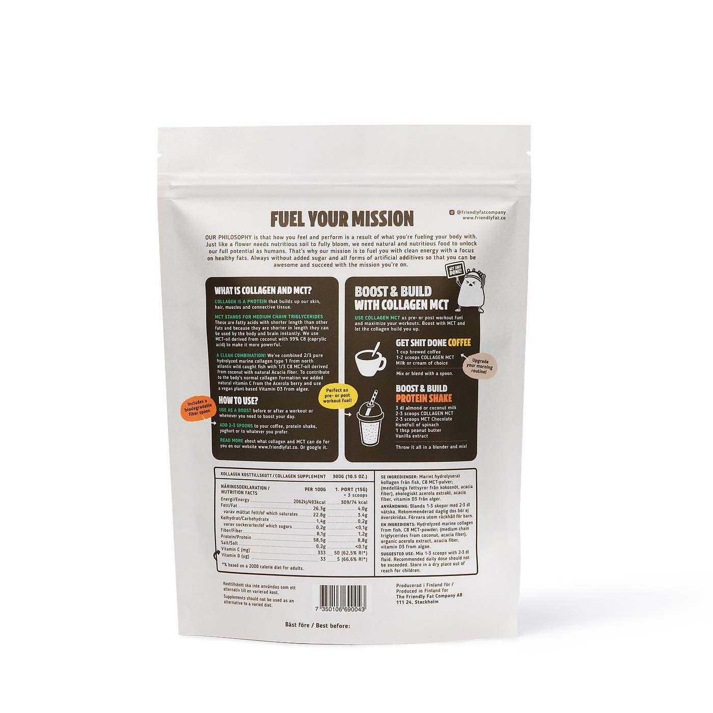 The Friendly Fat Company Kollagen MCT & Vitamin C 300 g