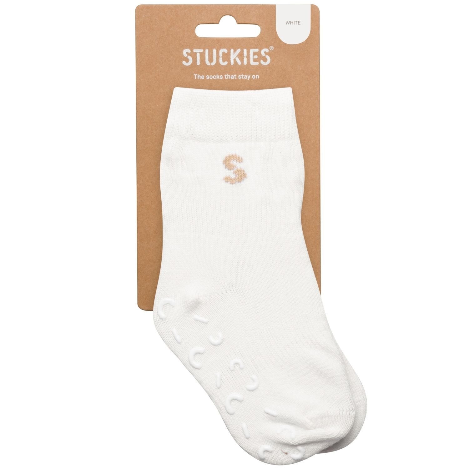 Stuckies Strumpor i bomull White 19/21 Anti-Slip 1-pack