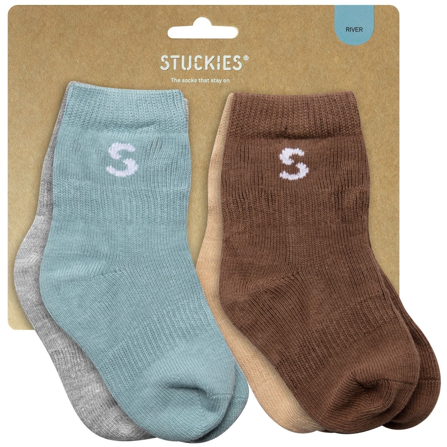 Stuckies Strumpor i bomull River 10/15 Utan Anti-Slip 4-pack