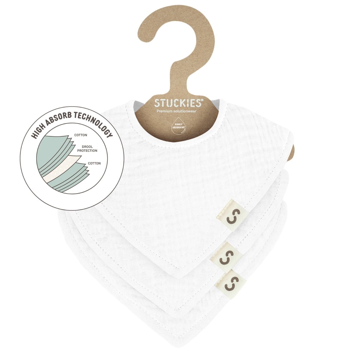 Stuckies Högabsorberande dregglisar White 3-pack