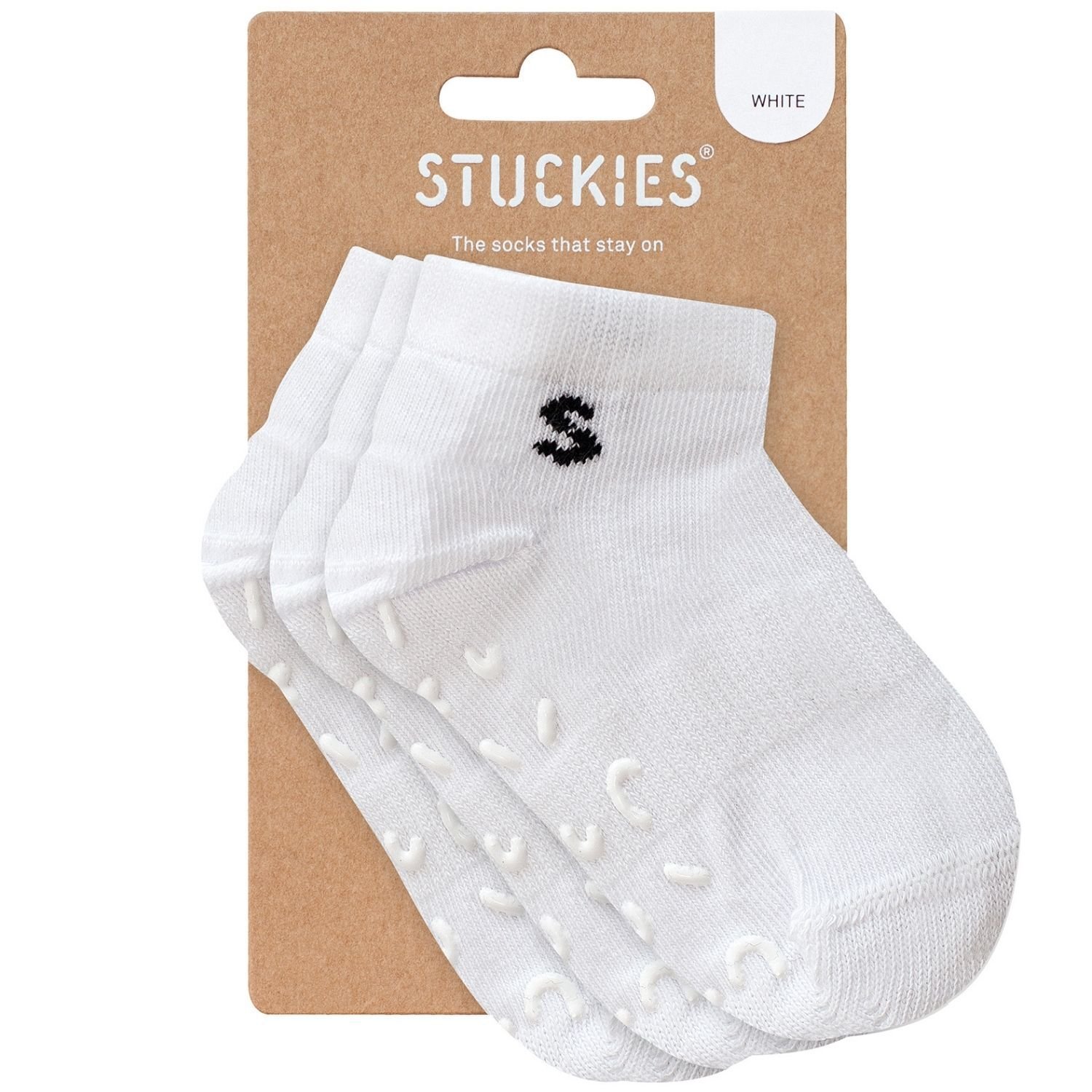 Stuckies Sneaker Socks White 25/27 Anti-Slip