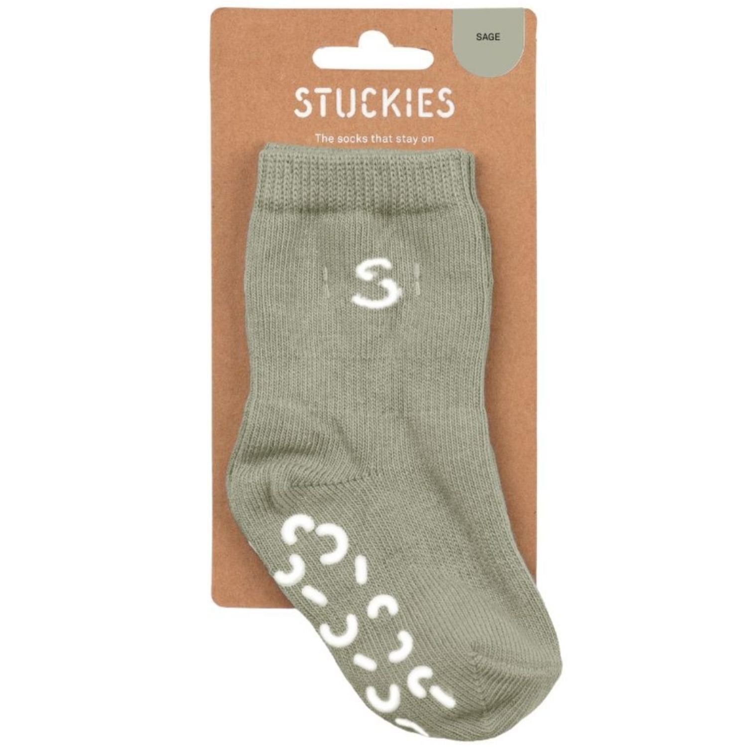 Stuckies Strumpor i bomull Sage 16/18 Anti-Slip 1-pack