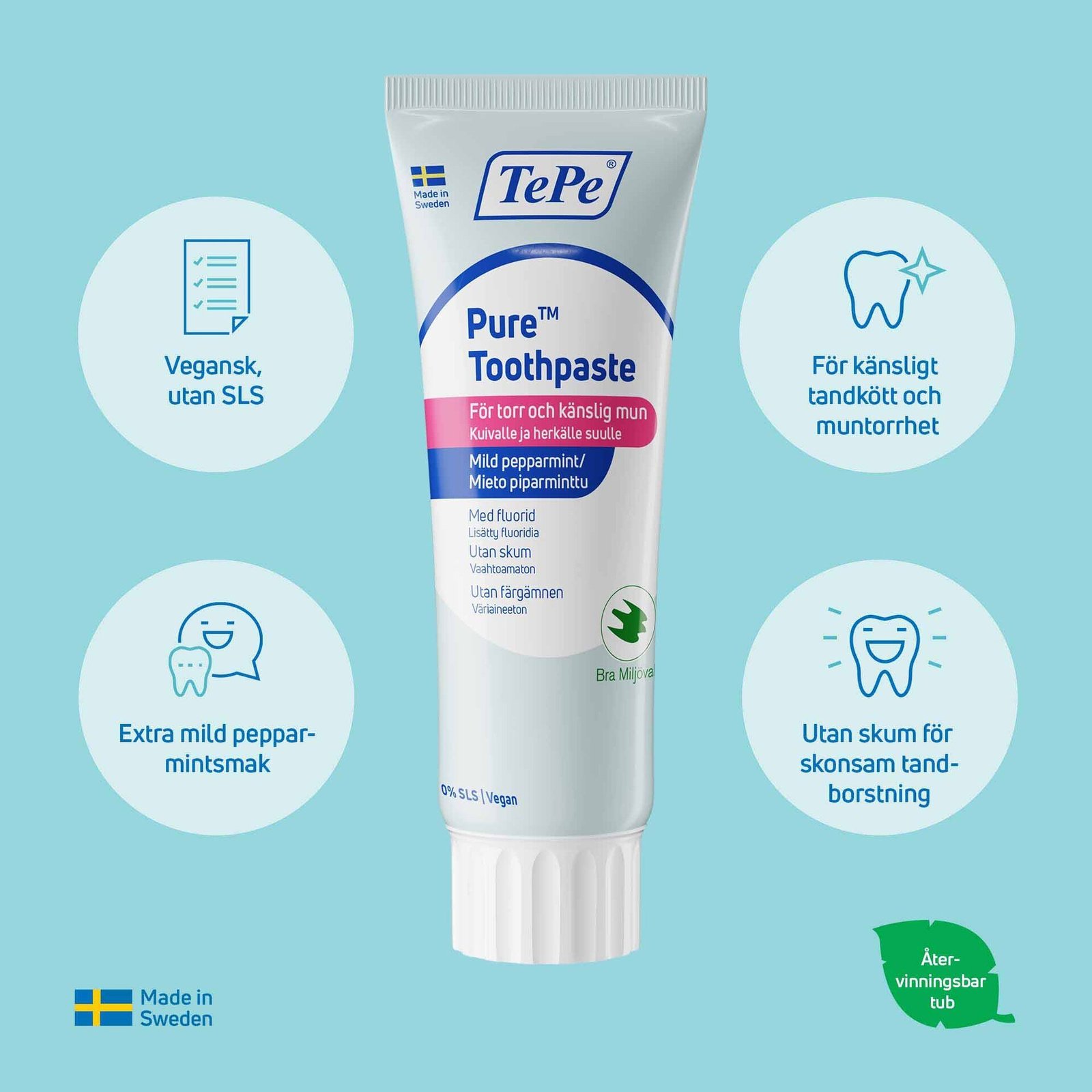 TePe Pure Toothpaste Mild Peppermint 75 ml